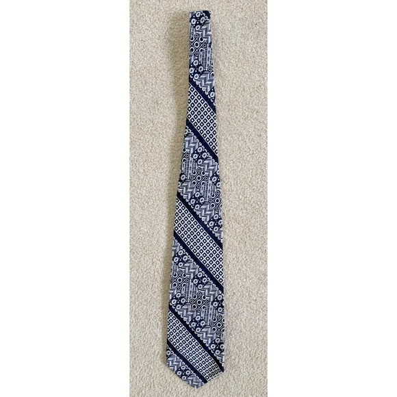 Mr. John Other - Mr John Imperial Beau Brummel Rare Vintage Navy/White Print  Men's Wide Neck Tie